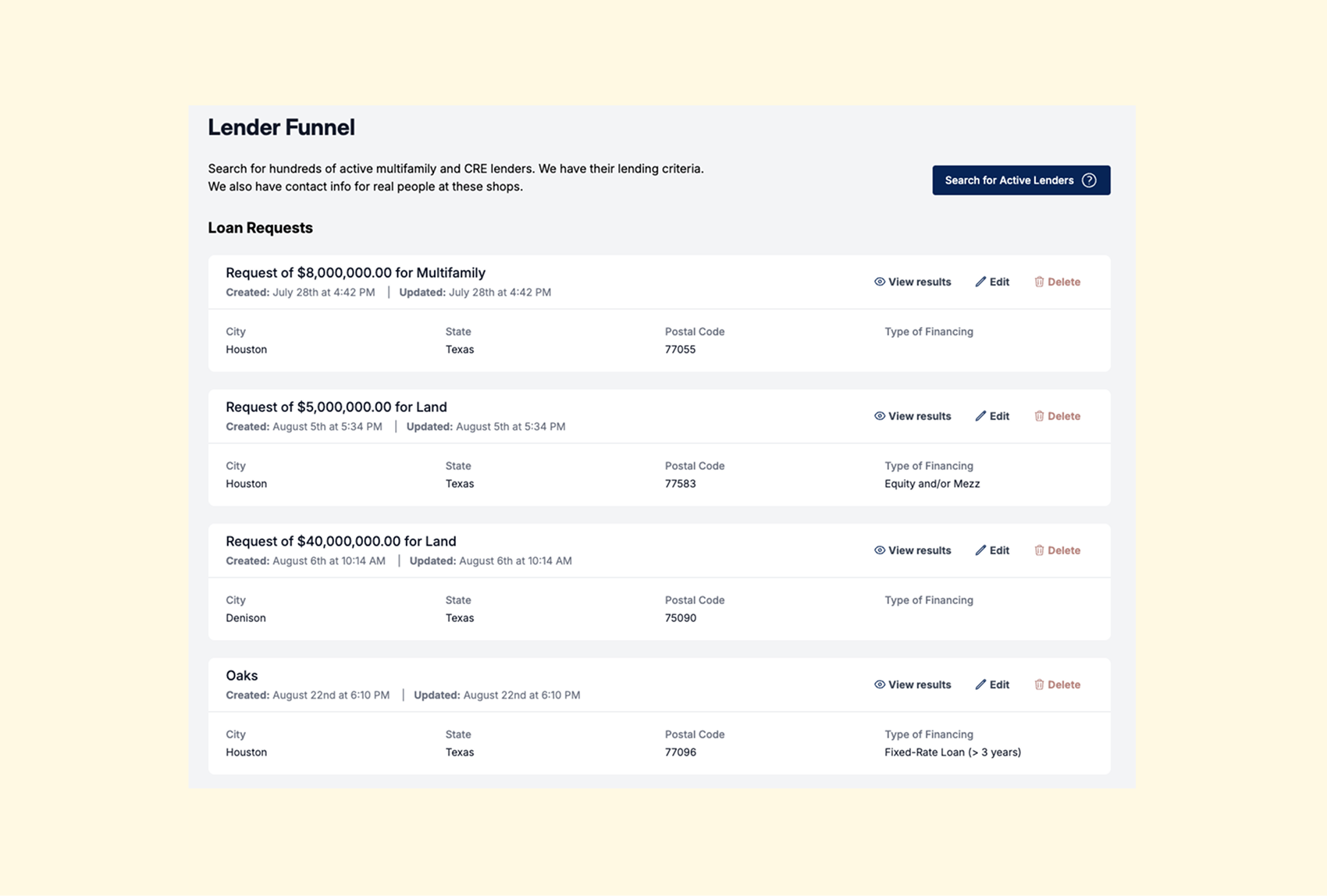For Borrowers — search and compare multifamily / CRE lenders